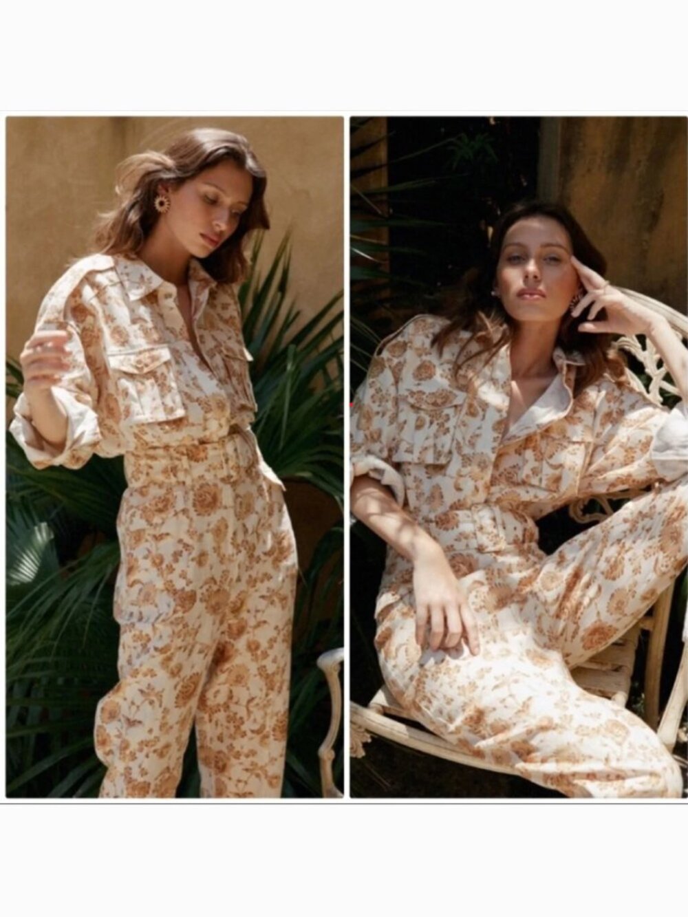 Anthropologie Significant Other Floral Aphrodite Jumpsuit Linen Blend US Size 8